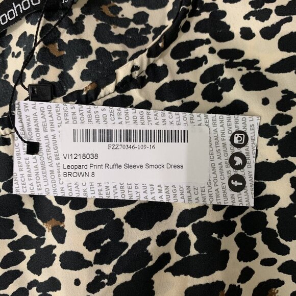 Boohoo Animal Print Ruffle Sleeve Tiered Mini Dress Casual Party 4 - Picture 7 of 10
